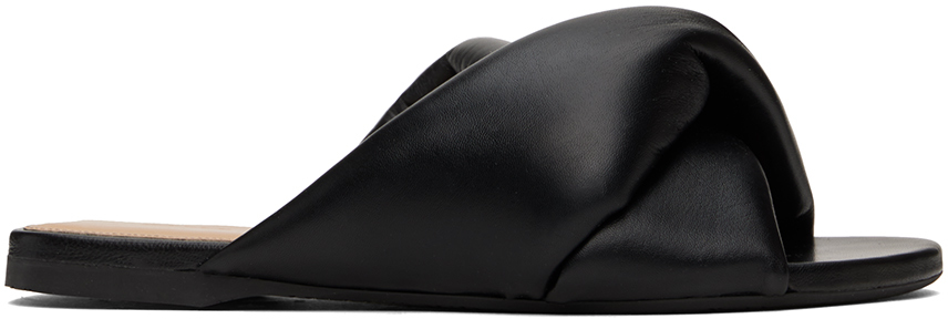 Black Twist Flat Sandals