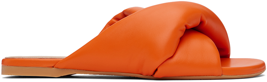 Shop Jw Anderson Orange Twist Flat Sandals In 19583-242-orange