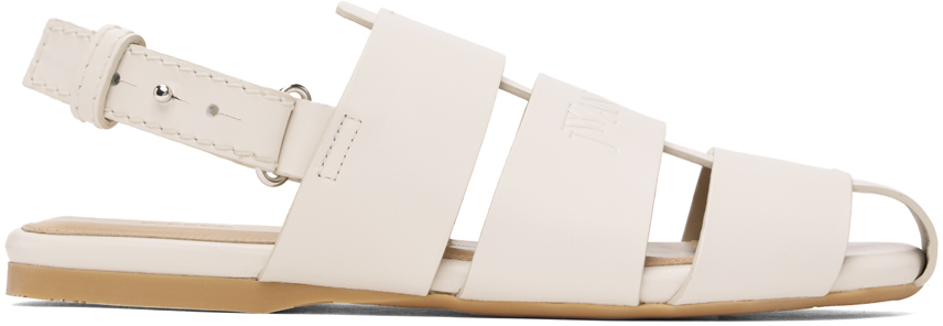 サンダル・ミュール Jw Anderson  Sandals Women Leather White $795 JW Anderson Women's White Thong Heeled Slide Sandal