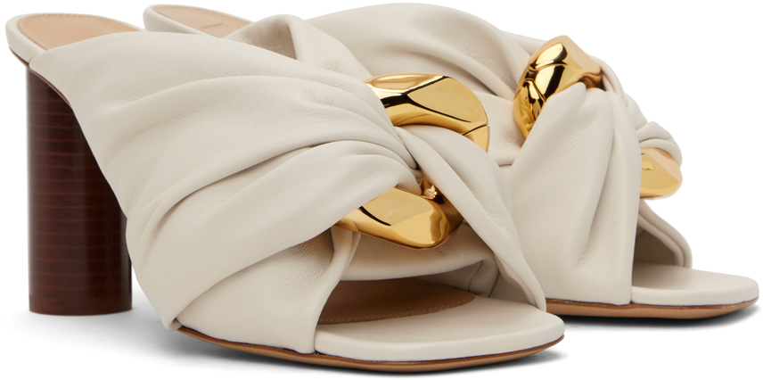 Jw Anderson Corner Heel Sandals In Beige Leather In 19274-100-white