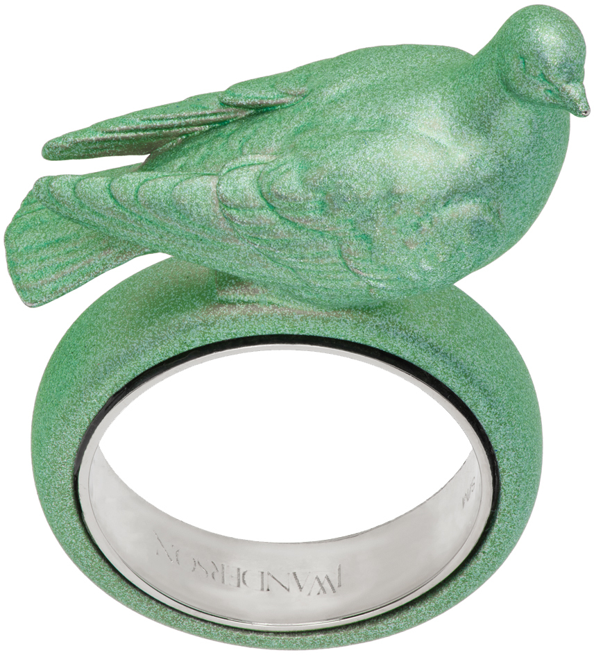 Jw Anderson Green Pigeon Ring In 515 Mint