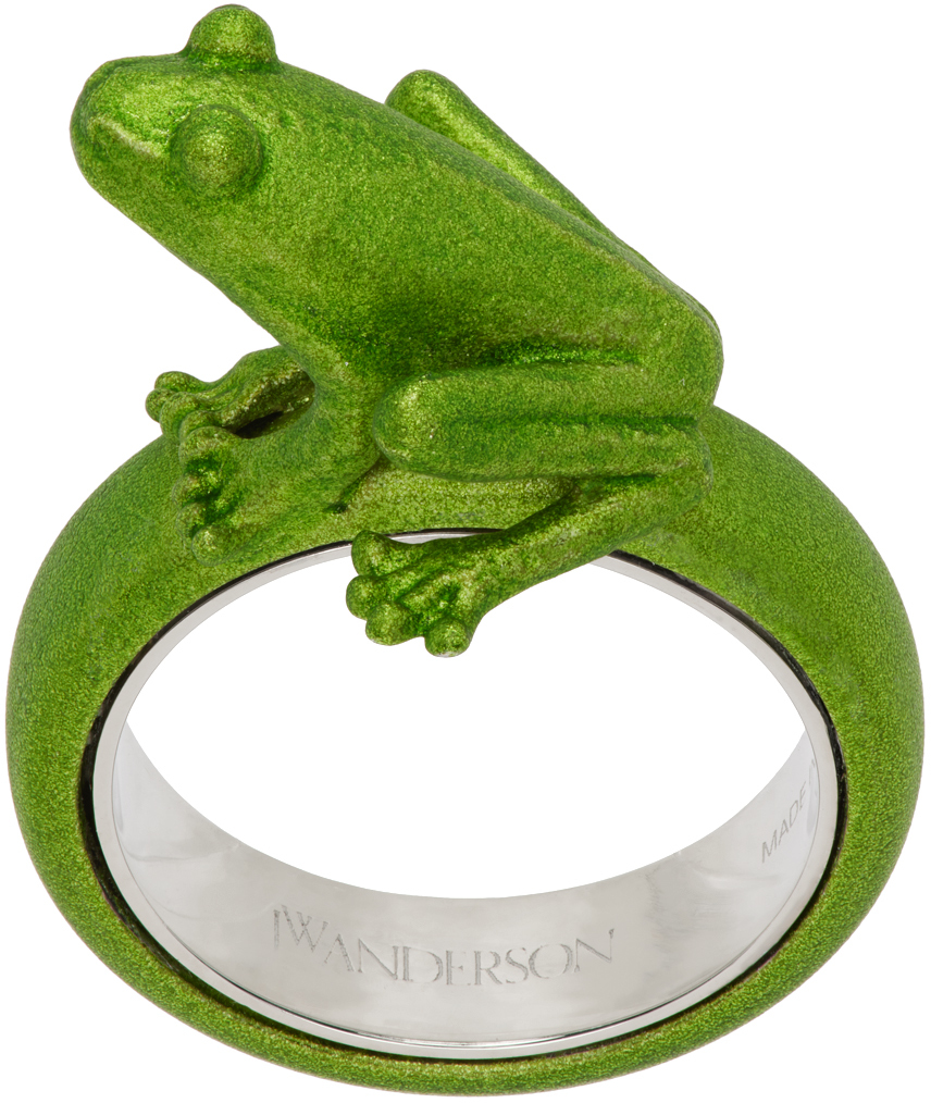 Jw Anderson Green Frog Ring In 500 Green