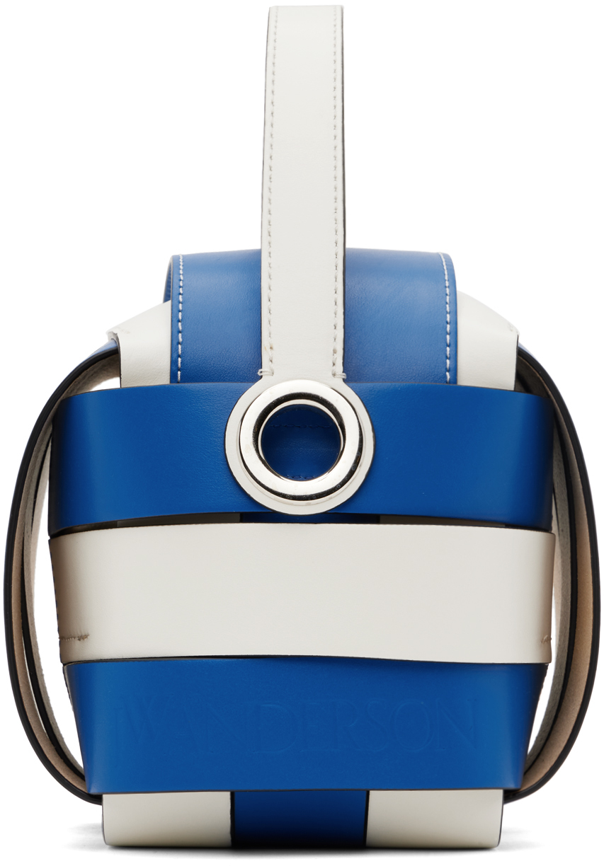 Shop Jw Anderson Blue & White Knot Bag In 856 Blue/white