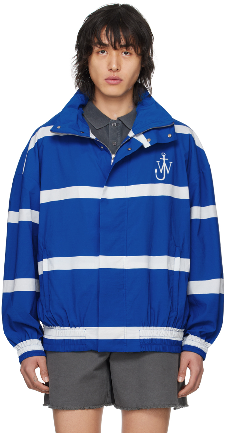 Shop Jw Anderson Blue Striped Track Jacket In 823 Azure Blue