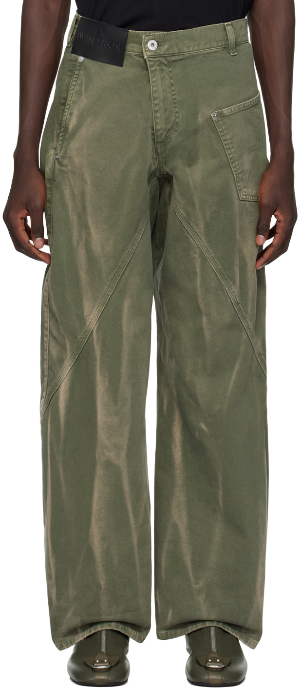 Shop Jw Anderson Green Twisted Jeans In 500 Green