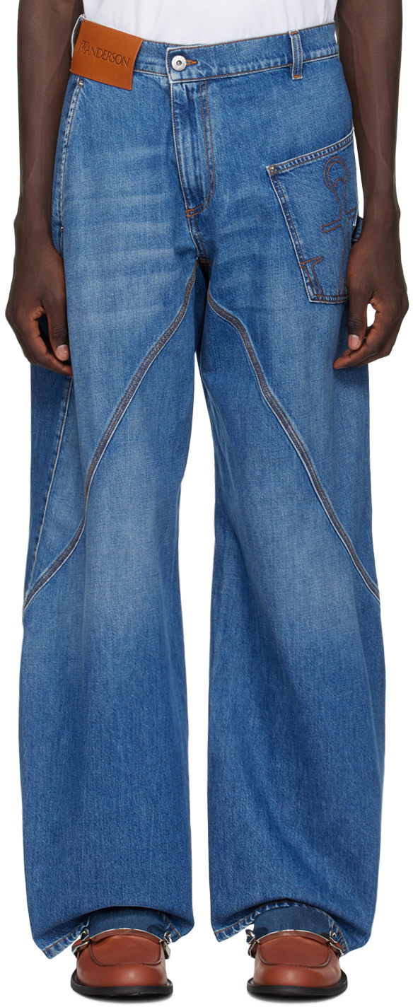 Shop Jw Anderson Blue Twisted Jeans In 804 Light Blue