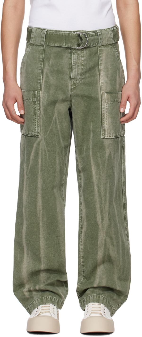 JW Anderson: Green Wide-Leg Cargo Pants