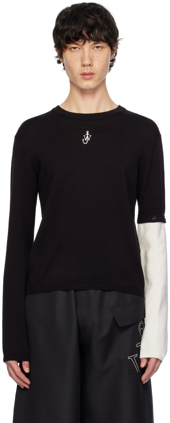 Black Contrast Sleeve Sweater