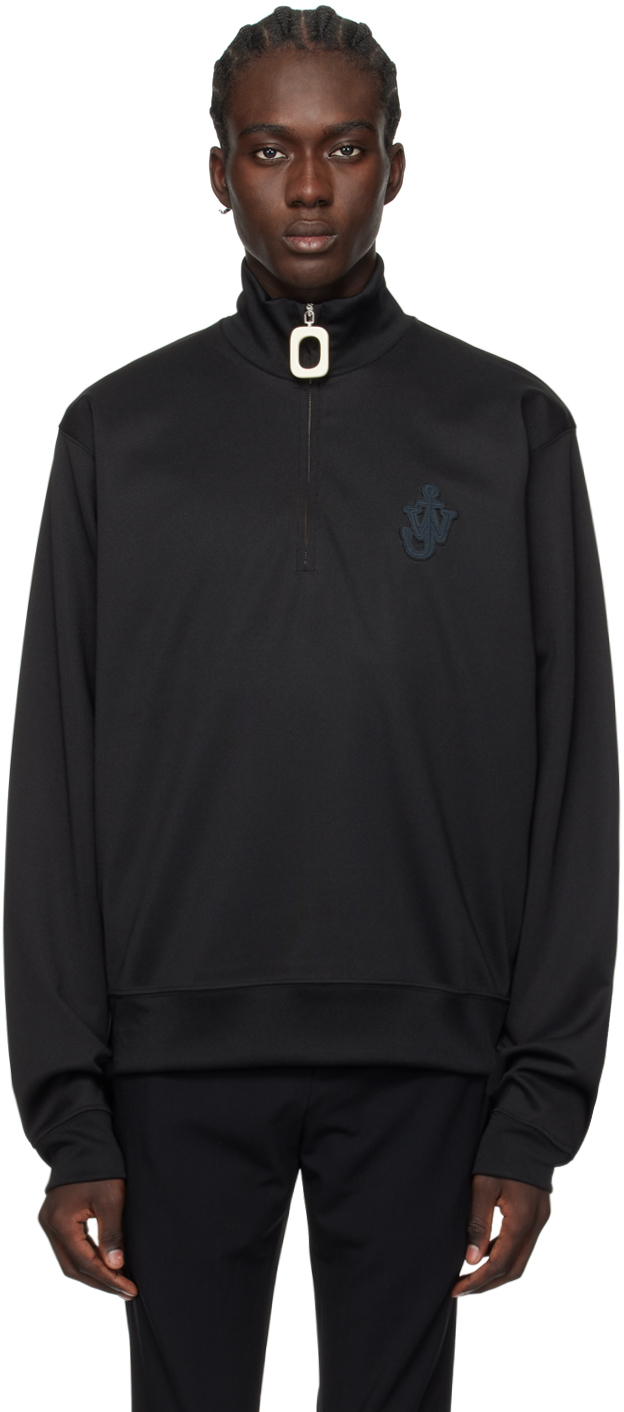 Shop Jw Anderson Black Half-zip Sweatshirt In 999 Black