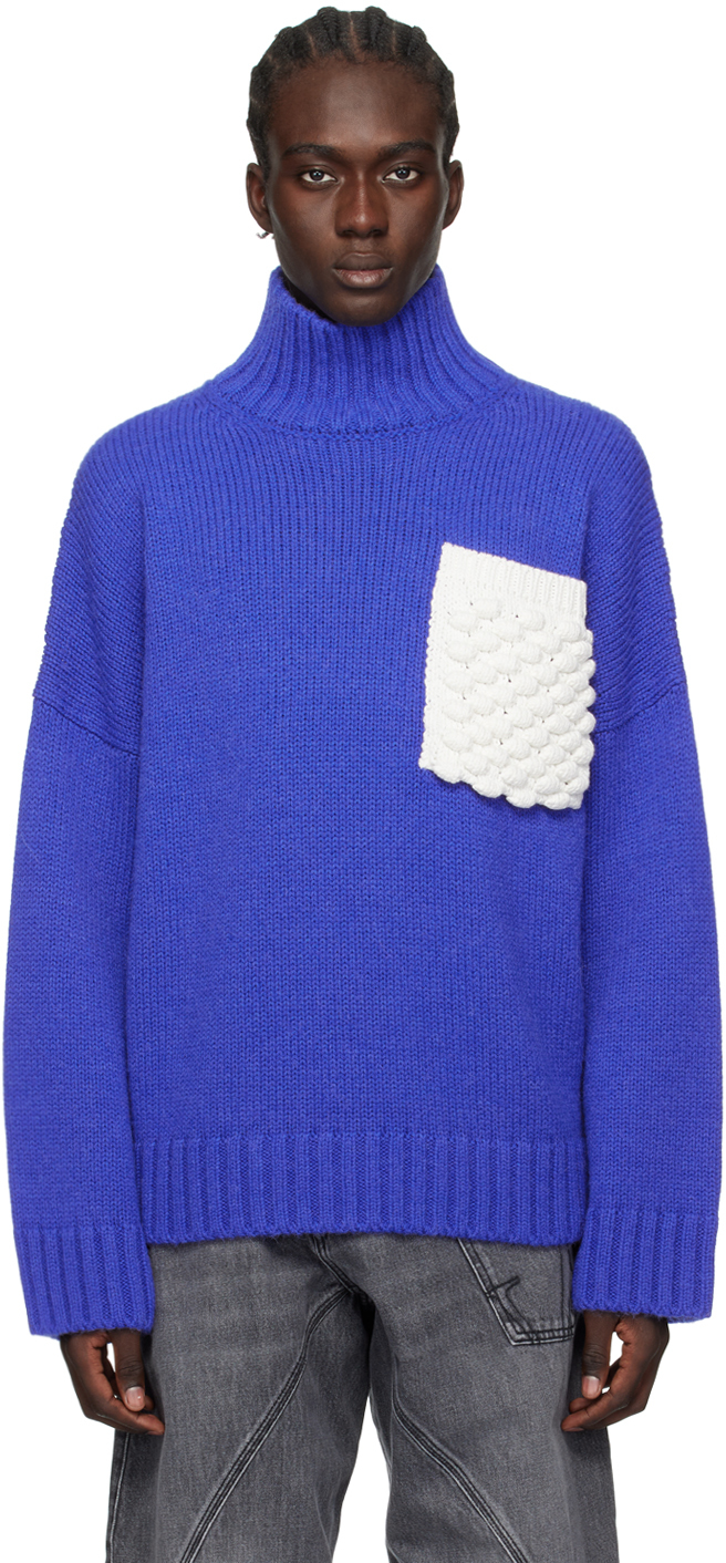 JW Anderson: Blue Popcorn Turtleneck | SSENSE