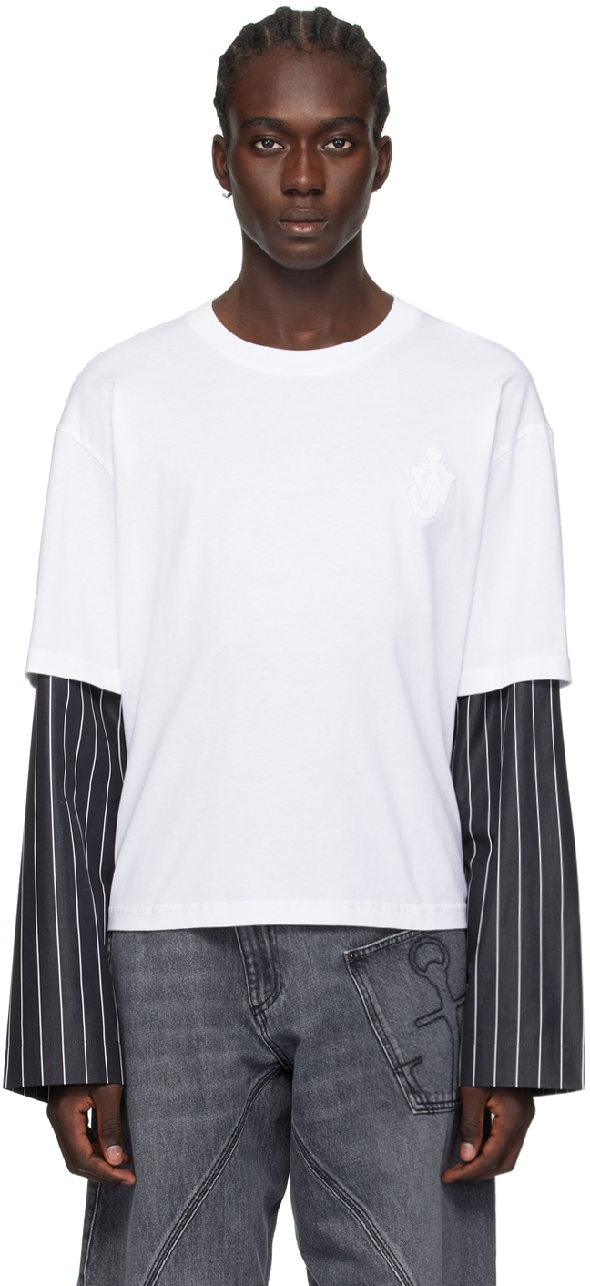 Jw Anderson White Layered Long Sleeve T-shirt In 1 White