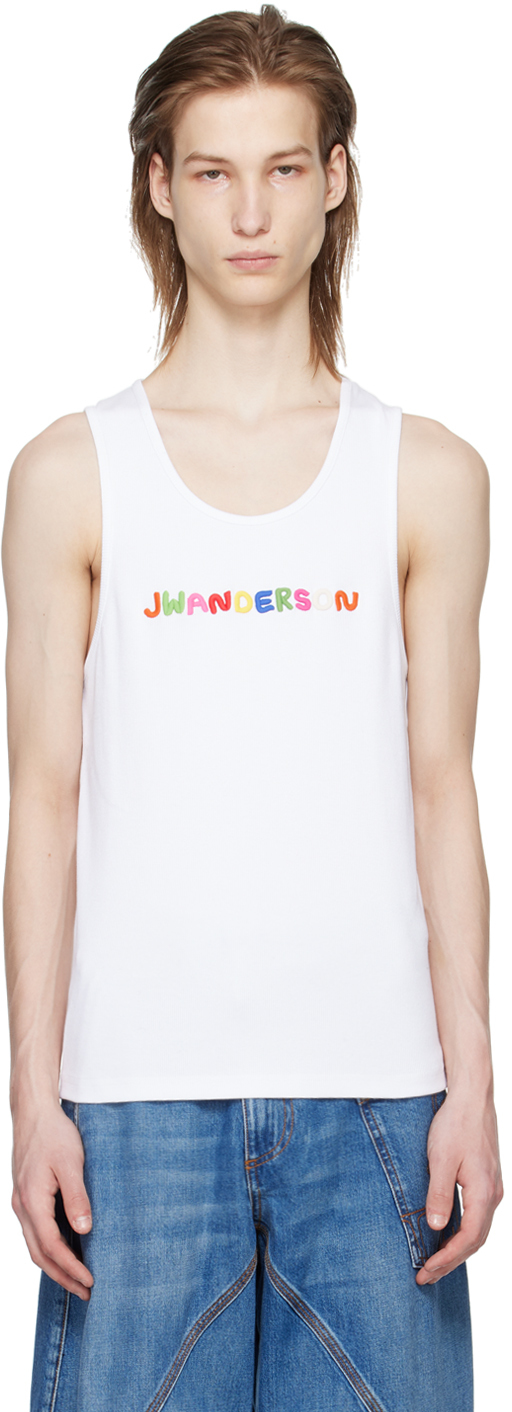 Shop Jw Anderson White Embroidered Tank Top In 001 White