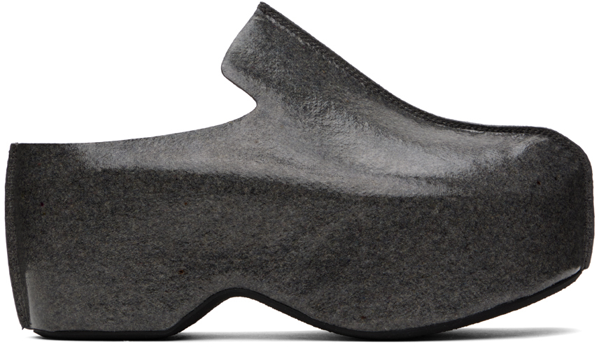 Shop Jw Anderson Gray Laminated Felt Platform Clogs In 19081-030-medium Gre