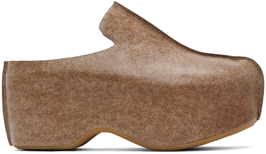 Shop Jw Anderson Beige Laminated Felt Platform Clogs In 19080-250-beige