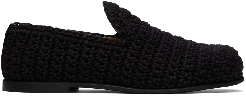 Shop Jw Anderson Black Crotchet Loafers In 19540-001-black