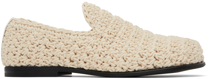 Shop Jw Anderson Off-white Crochet Loafers In 19546-101-natural