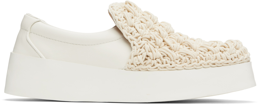 Jw Anderson Popcorn Leather Loafers In White