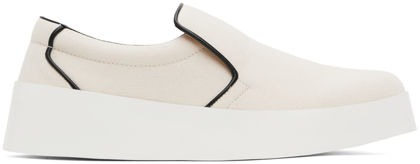 Shop Jw Anderson Off-white Slip-ons Sneakers In 19170-101-natural