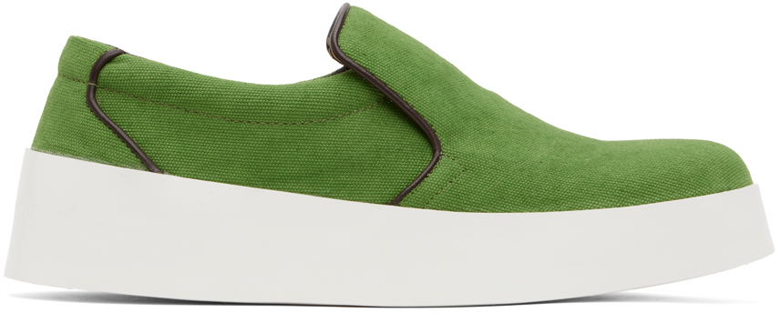 Shop Jw Anderson Green Slip-ons Sneakers In 19171-302-military G