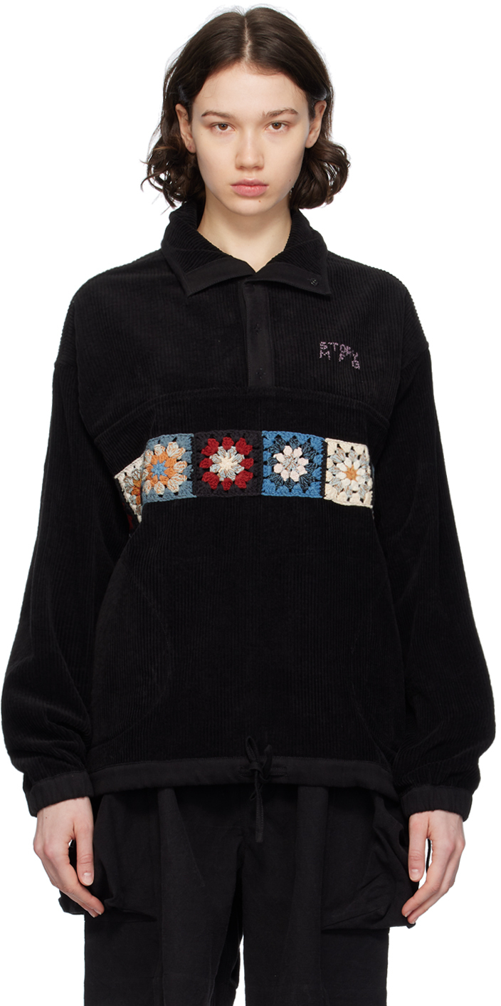 Story Mfg. Black Polite Sweater In Black Corduroy