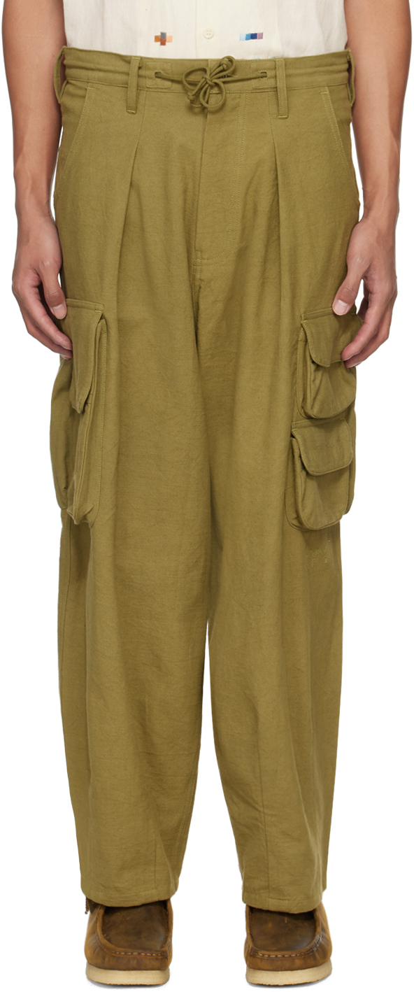 Story Mfg. Green Forager Cargo Trousers In Olive