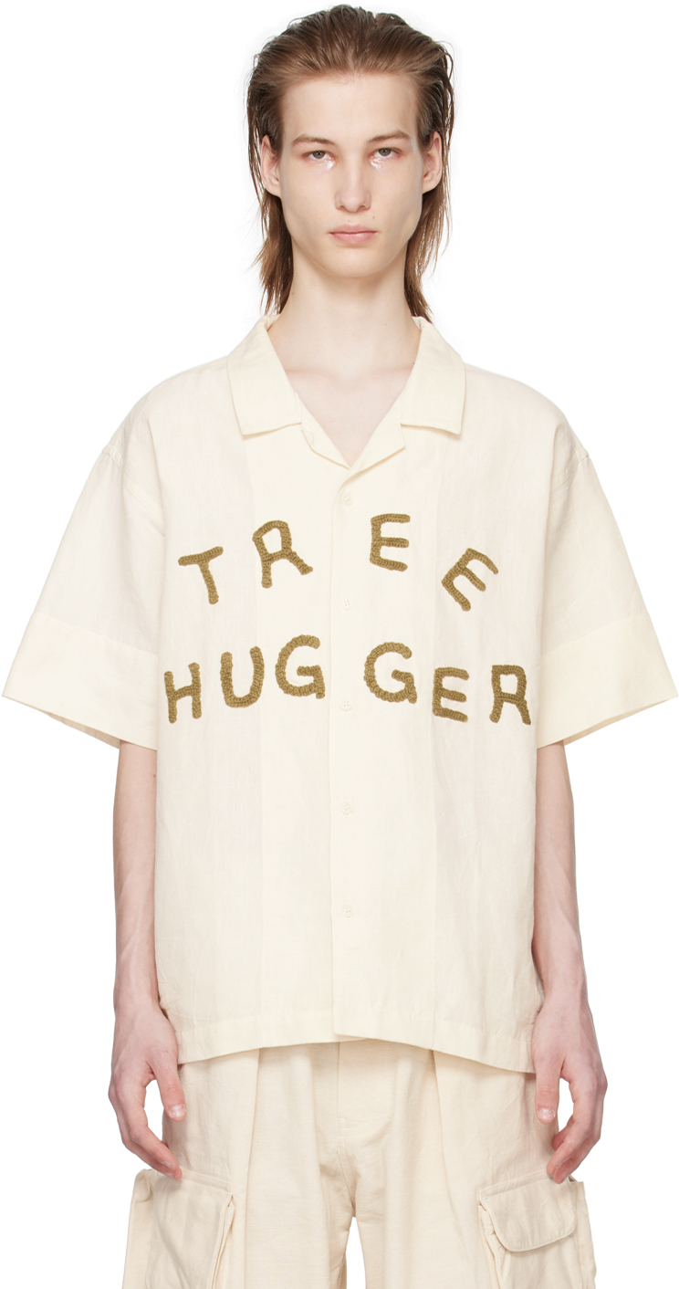 Shop Story Mfg. Off-white Greetings Shirt In Ecru Tree Hugger