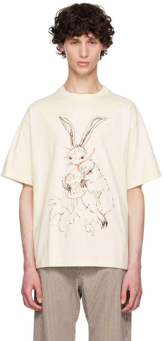 Story Mfg. Beige Rabbit Edition Grateful T-shirt In White