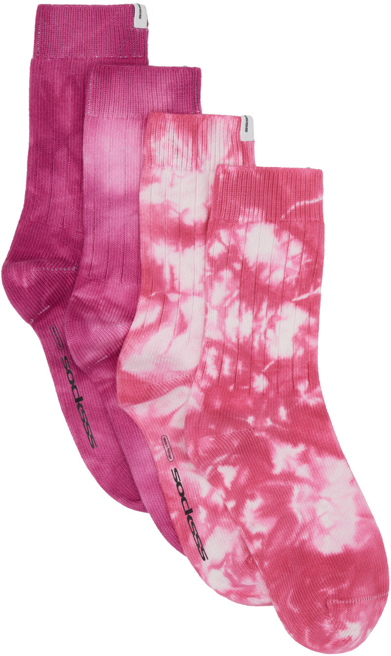 SOCKSSS: Two-Pack Pink Tie-Dye Socks