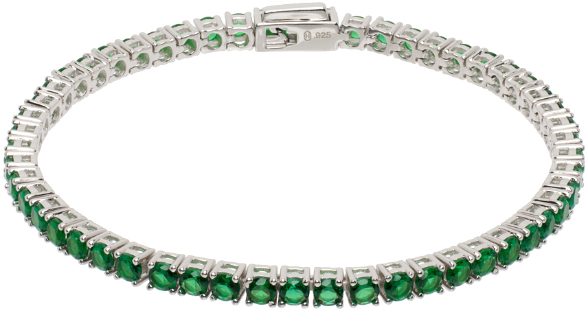 Silver & Green Classic Tennis Bracelet