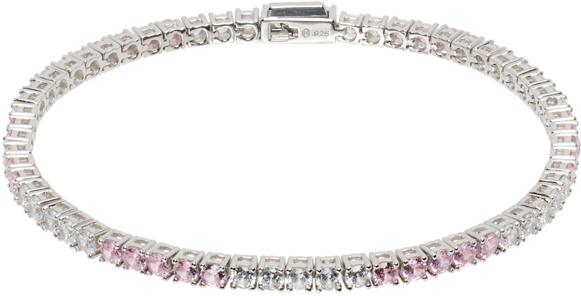 Shop Hatton Labs Ssense Exclusive Silver & Pink Classic Tennis Bracelet In White / Pink