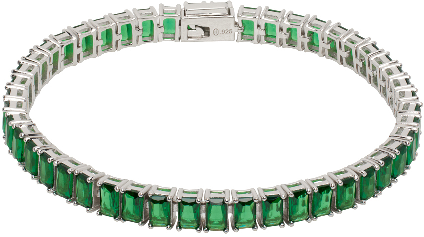 Silver & Green Classic Tennis Bracelet