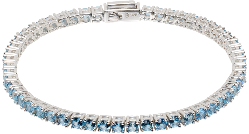 Shop Hatton Labs Silver & Blue Classic Tennis Bracelet In Silver / Blue