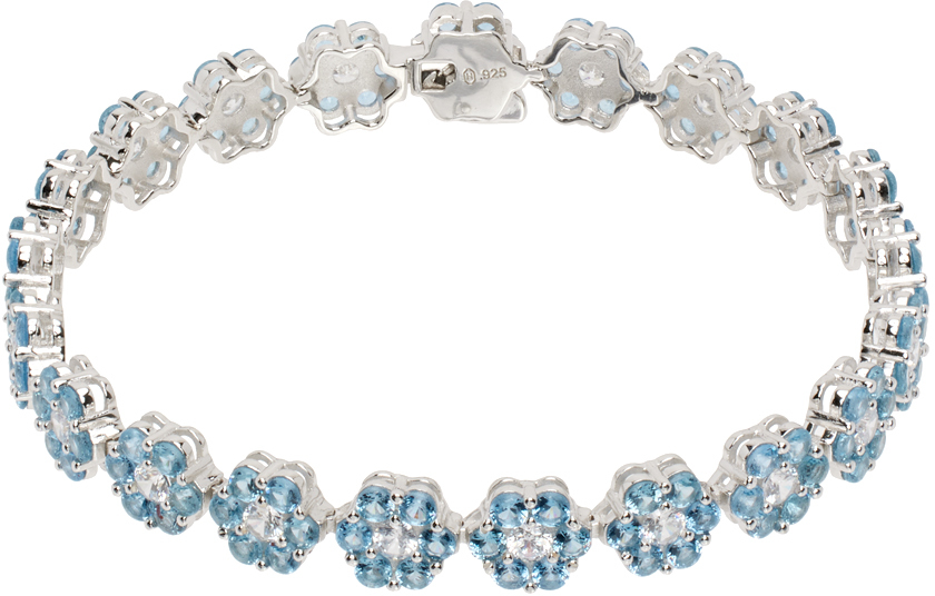 Silver & Blue Daisy Tennis Bracelet