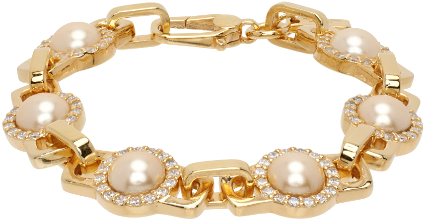 Shop Hatton Labs Ssense Exclusive Gold Romeo Link Bracelet In White/gold