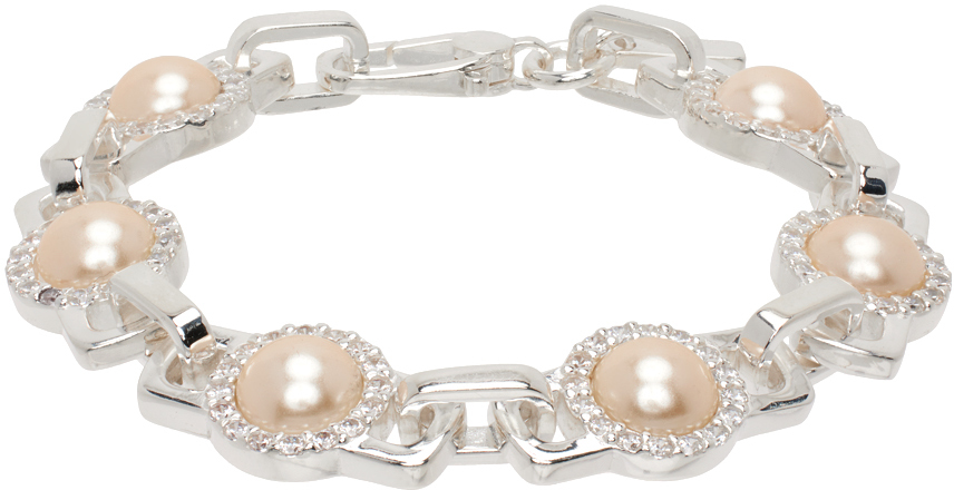 Shop Hatton Labs Ssense Exclusive Silver Romeo Link Bracelet In Silver / White