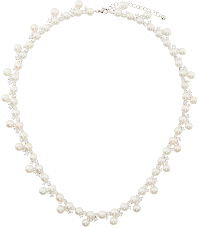 Shop Hatton Labs Silver Pearl Tennis Chain Necklace