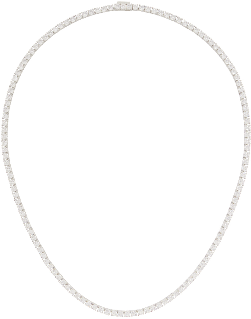 Shop Hatton Labs Silver Classic Tennis Chain Necklace In Silver / White
