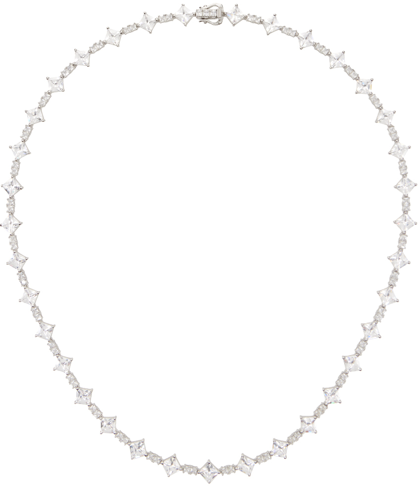 Silver Multi Cut Tennis Chain Necklace