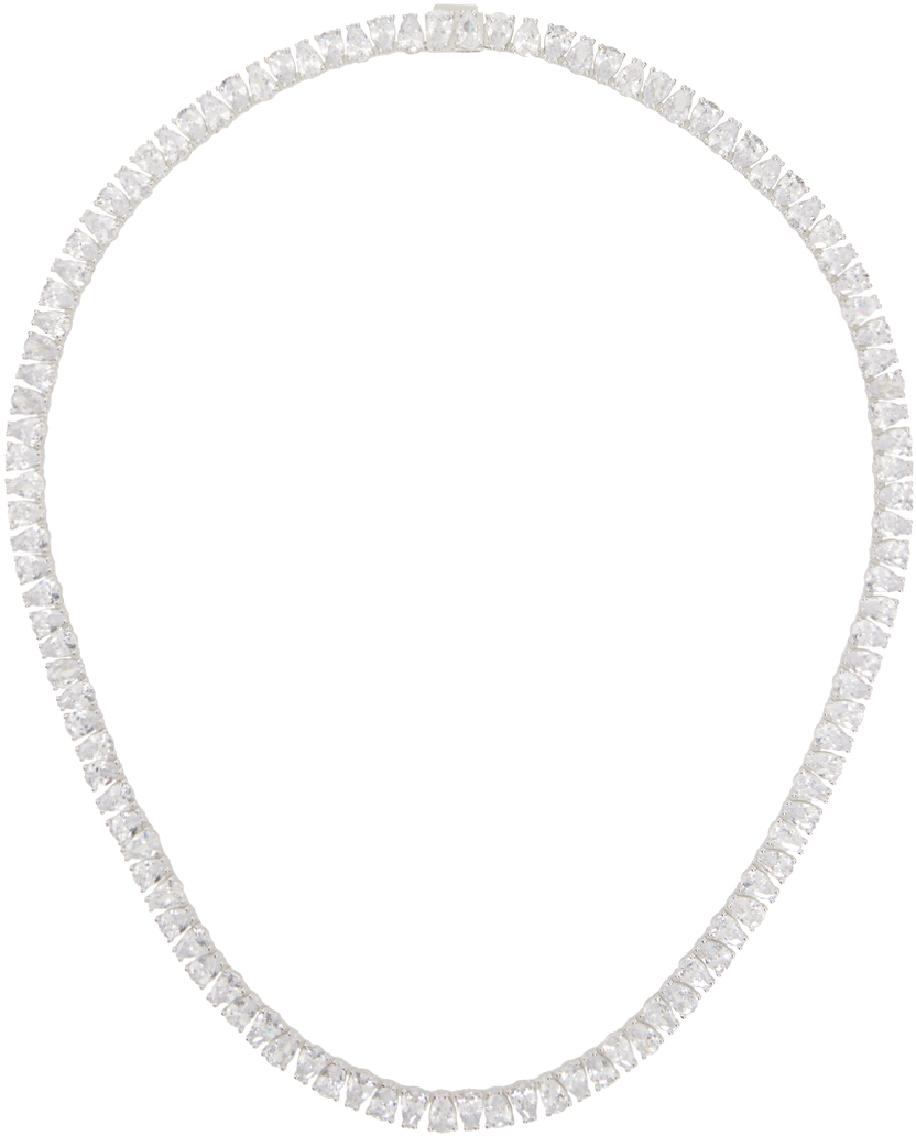 Shop Hatton Labs Silver Pear Tennis Chain Necklace In Silver / White