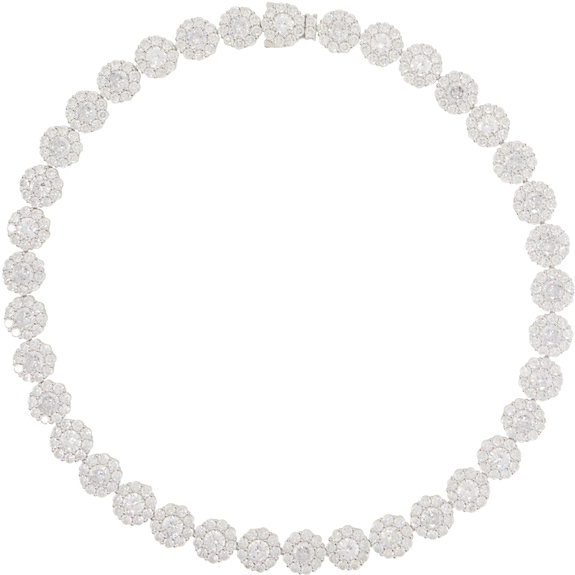 Shop Hatton Labs Silver Xl Daisy Tennis Chain Necklace In Silver / White