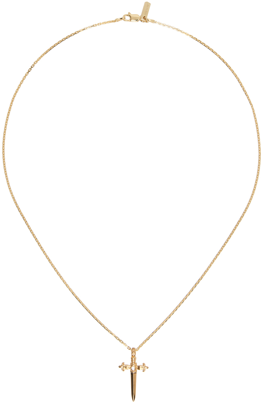 Gold Dagger Pendant Necklace