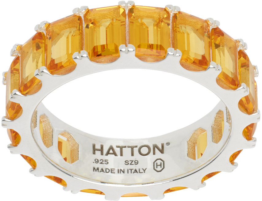 Shop Hatton Labs Ssense Exclusive Silver & Yellow Octagon Eternity Ring In Silver / Yellow