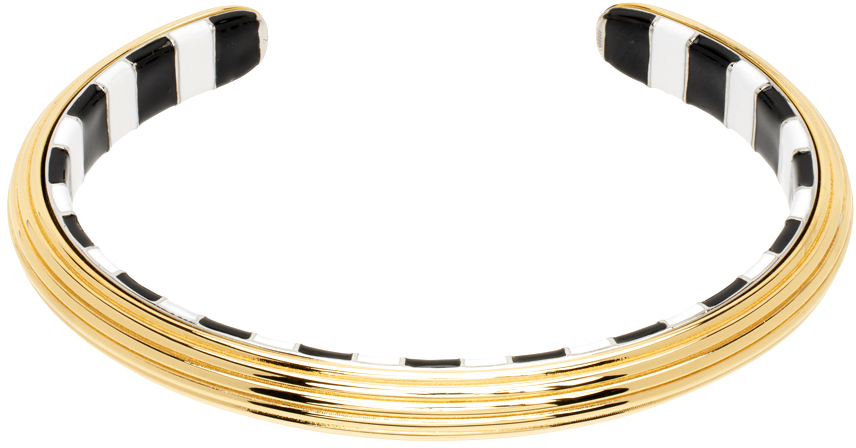 Shop Ami Alexandre Mattiussi Gold Lineami Open Cuff Bracelet In Gold/902