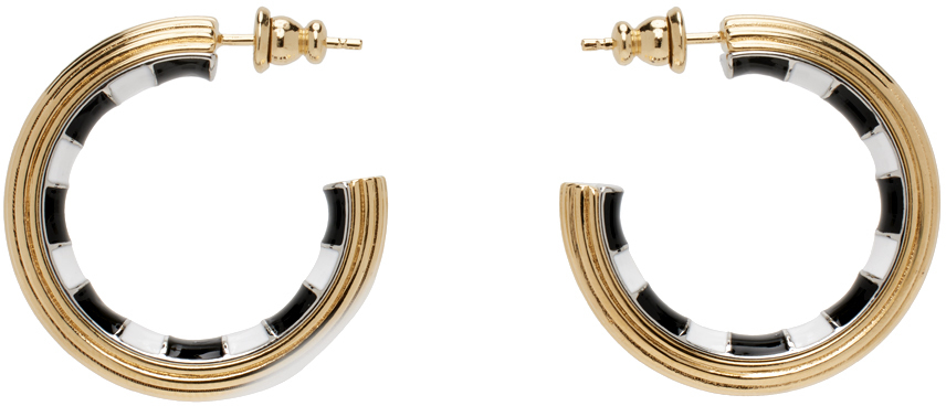 Shop Ami Alexandre Mattiussi Gold Small Lineami Hoop Earrings In Gold/902