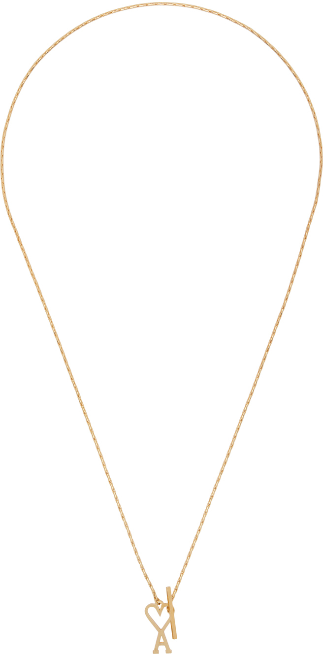 Ami Alexandre Mattiussi Gold Ami De Cœur Chain Necklace In Gold/902