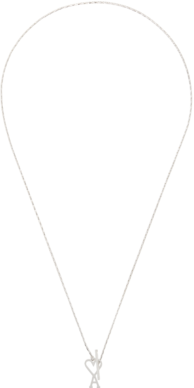 Ami Alexandre Mattiussi Silver Ami De Cœur Chain Necklace In Silver/900