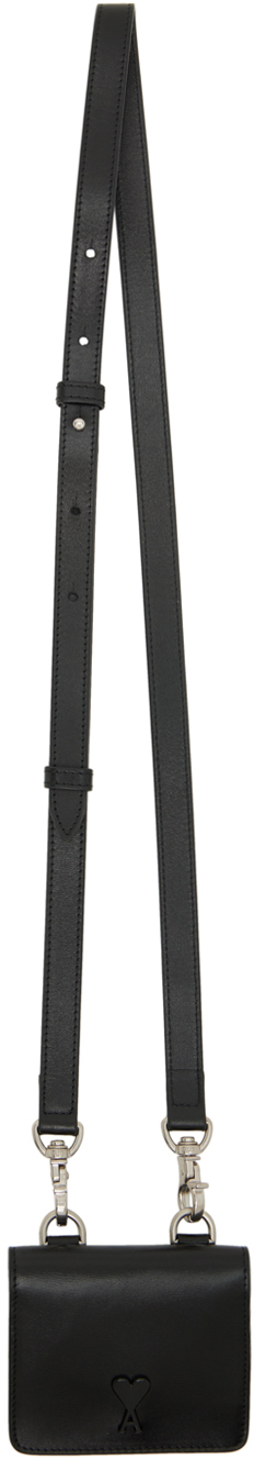 【AMI】 de Coeur Strap Card Holder Black Porte-Cartes Bandouliere Paris Paris Noir/Laiton Vibre | AMI