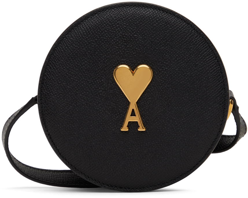 AMI Paris logo-plaque round shoulder bag - Black