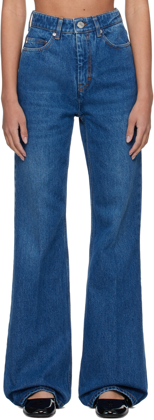 Shop Ami Alexandre Mattiussi Blue Flare Fit Jeans In Used Blue/480