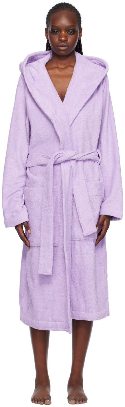 Tekla Purple Hooded Bathrobe In Lavender
